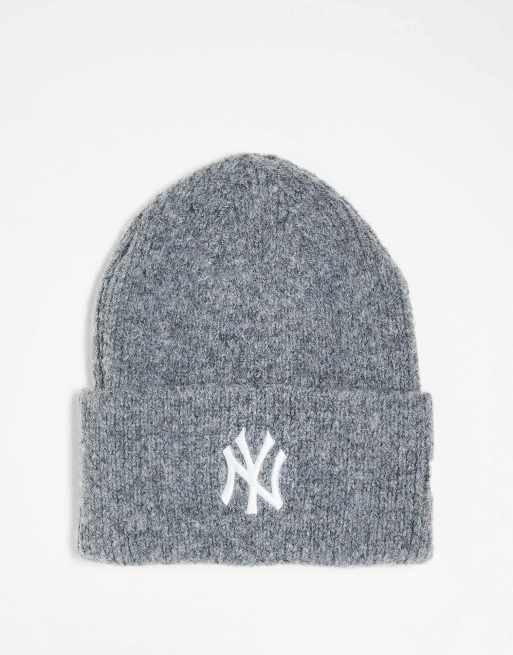 New Era – NY Yankees – Szara melanżowa czapka beanie z podwiniętym brzegiem