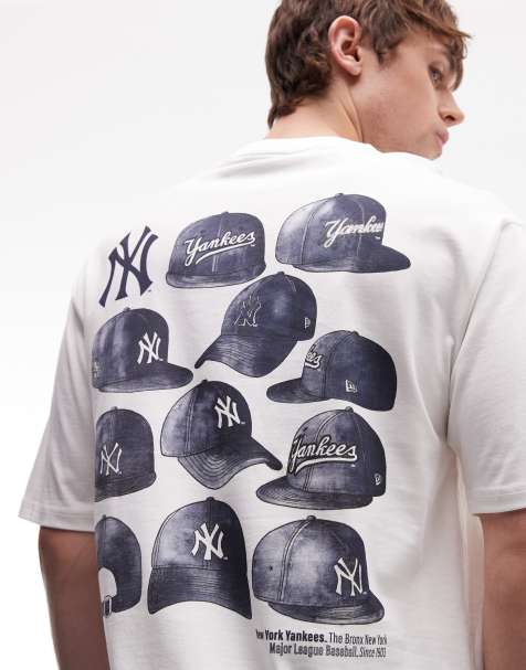 New Era - NY Yankees - T-shirt à logo et imprimé casquettes au dos - Blanc - view 1