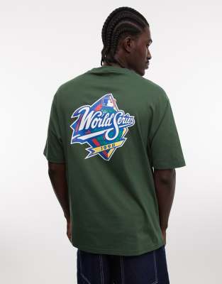 NY Yankees - T-Shirt in Dunkelgrün mit Markenprint und „World Series"-Rückenprint Grün S