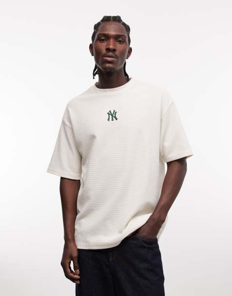 New Era - NY Yankees - T-shirt oversize gaufré à logo - Blanc cassé - view 1