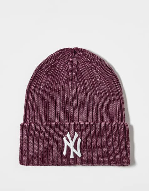 New Era - NY Yankees - Tofarvet rød hue i chunky strik med opsmøget kant - view 1