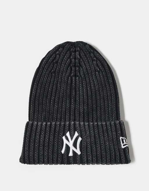 New Era - NY Yankees - Tweekleurige grofgebreide beanie met omgevouwen boord in zwart