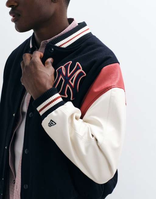 New Era NY Yankees varsity-jakke i sort multifarvet uldblanding, 5 af 5