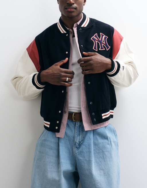 New Era - NY Yankees - Veste universitaire en laine mélangée - Noir multicolore