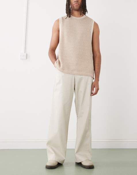 New Era NY Yankees wide leg chino trousers in stone - view 1