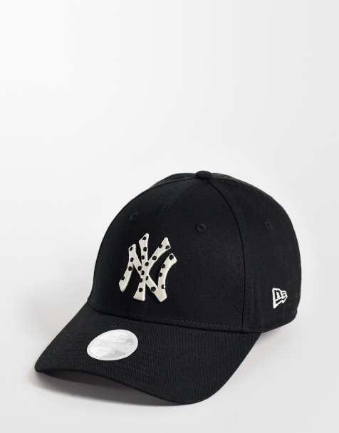 New Era NY Yankees womens 9forty polka dot logo infill cap in black - view 1
