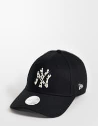 New Era NY Yankees womens 9forty polka dot logo infill cap in black
