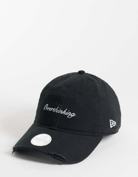 New Era NY Yankees womens 9twenty slogan distressed cap in black - view 1