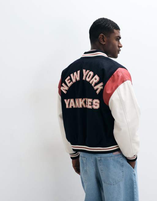 New Era NY Yankees wool mix varsity jacket in black multi, 3 of 5