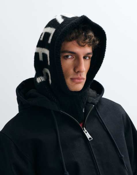 New Era NY Yankees wordmark wool mix balaclava hood in black - view 1