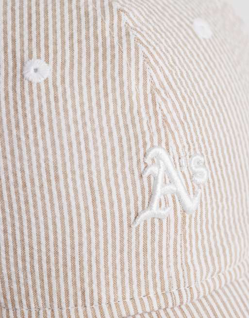 New Era Oakland Athletics 9twenty mini logo seersucker cap in beige, 2 of 3