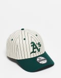 [New Era] New Era Oakland Athletics 9Twenty pinstripe contrast peak cap in green/white-Multi One Size MULTI