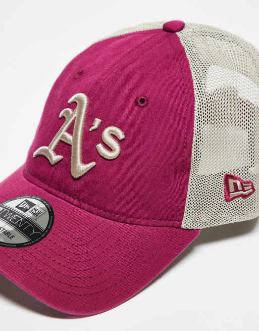 New Era Oakland Athletics 9twenty washed contrast trucker cap in red, 2 of 3