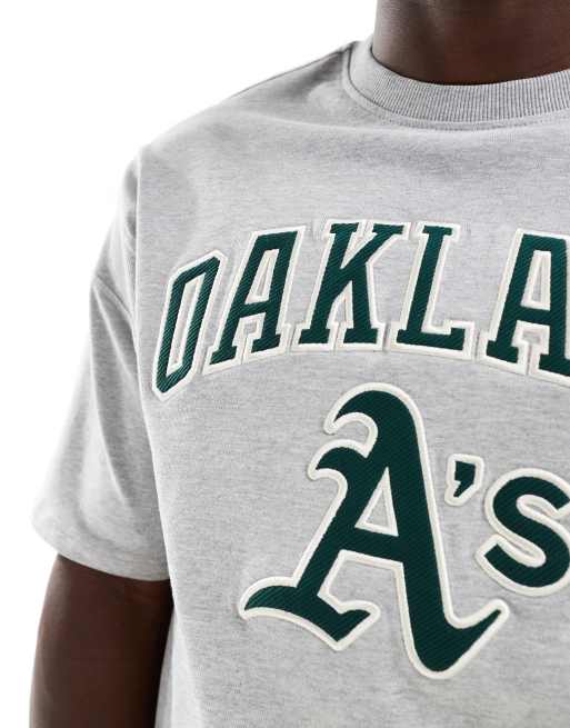 New Era Oakland Athletics contrast logo t-shirt in grey, 3 of 4