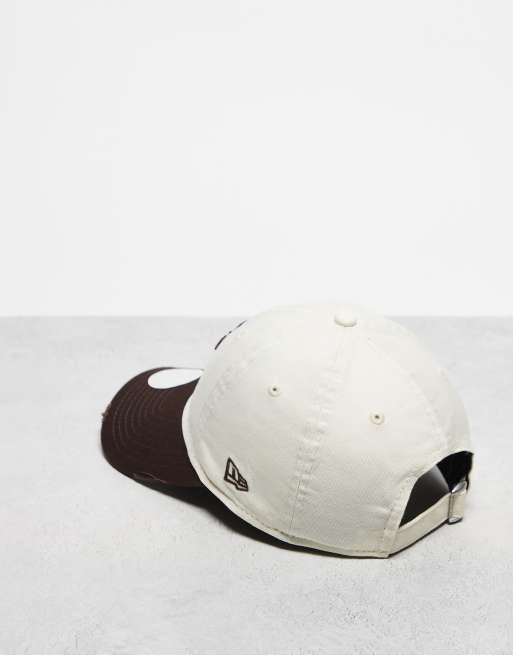 New Era Oakland Athletics distressed 9twenty cap with contrast peak in cream and brown, 3 of 3