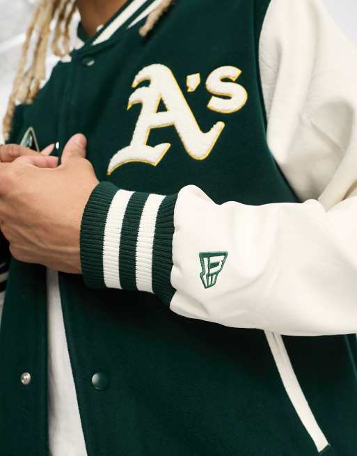 Jackets New Era Oakland Athletics Mlb Large Logo Varsity Jacket Dark Green