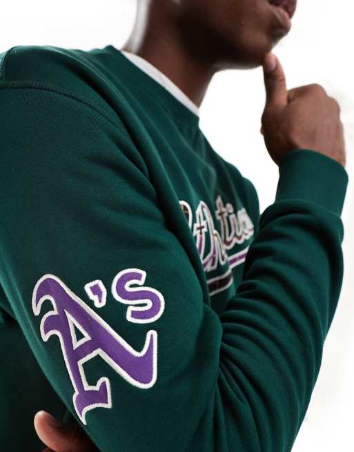 New Era - Oakland Athletics - Mørkegrøn sweatshirt med skotskternet logo, 3 af 4