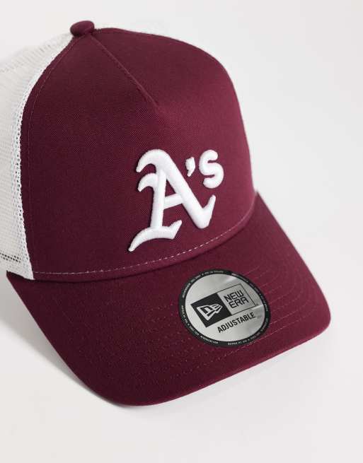 New Era – Oakland Athletics – Trucker-Kappe in Burgunderrot mit Kontrast-Logo, 2 von 3