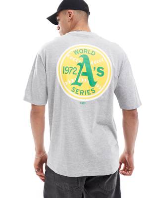 New Era New Era Oakland Athletics world series t-shirt in grey-Blue