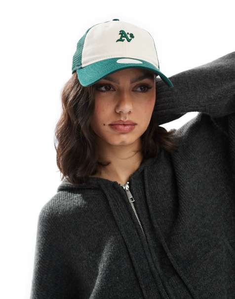 New Era Oaklands Athletics micro trucker contrast cap in green multi - view 1