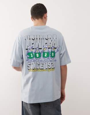 Oversize-T-Shirt in Blau mit Zahlen-Rückenprint Blau L