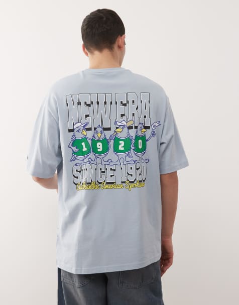 New Era – Oversize-T-Shirt in Blau mit Zahlen-Rückenprint - view 1