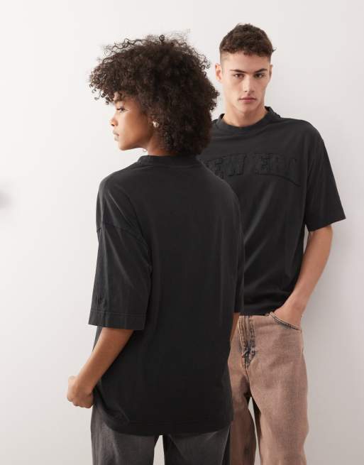 New Era – Oversize-T-Shirt in verwaschenem Schwarz mit Logo-Applikation, 2 von 4