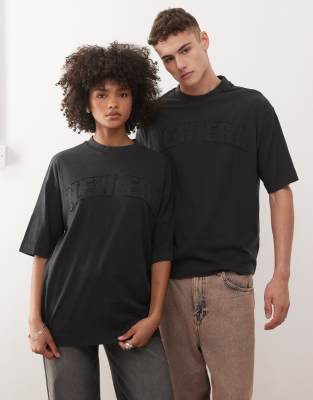New Era New Era oversized applique logo t-shirt in washed black