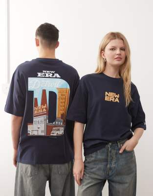 New Era New Era oversized graphic t-shirt with back print in blue
