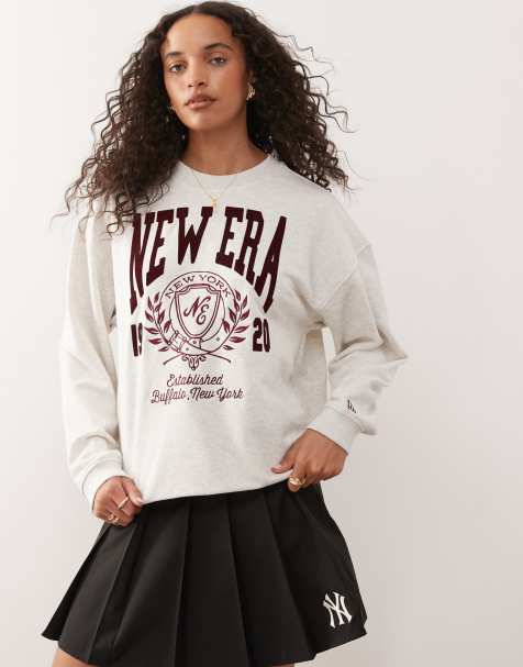 New Era oversized sweatshirt in light grey with collegiate print - view 1