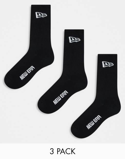 New Era - Pakke med 3 par sorte sokker med logoprint