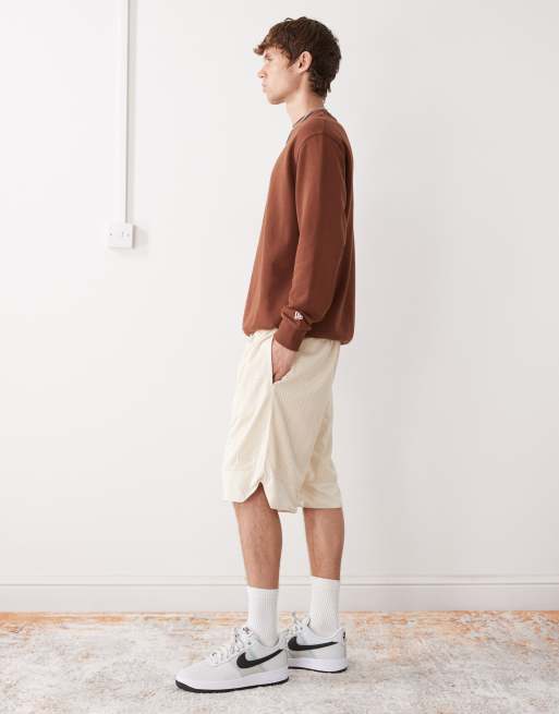 New Era - Pantaloncini in jersey a rete écru oversize, 3 di 5