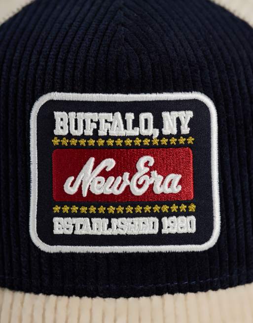 New Era patch logo cord contrast peak trucker cap in black multi, 2 of 3