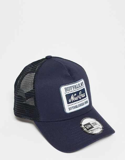 New Era patch logo trucker cap in navy - view 1