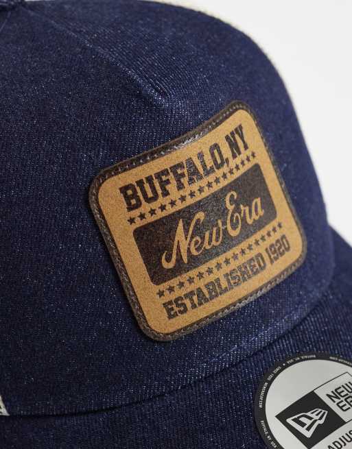 New Era patch logo trucker cap in navy, 2 of 3
