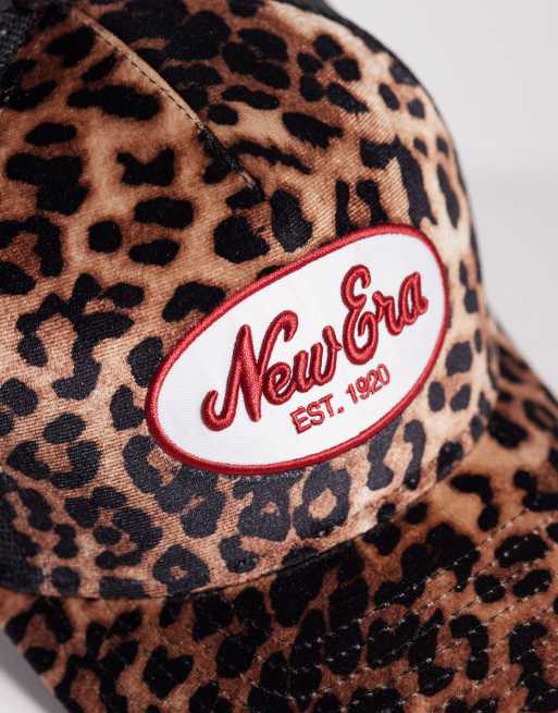 New Era patch logo womens leopard print trucker cap in multi  display picture 2