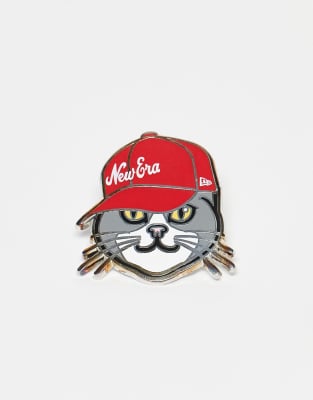 New Era - Pin's pour chapeau en métal motif chat - Argenté