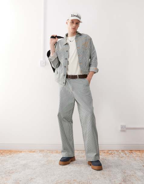 New Era pinstripe denim jacket & jean co-ord in multi - view 1