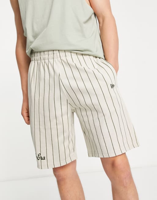 New Era pinstripe shorts in beige | ASOS