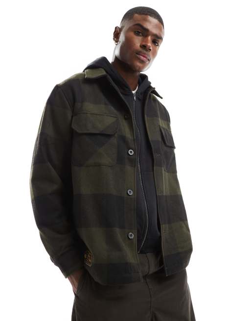 New Era plaid shacket in green
