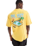 [New Era] New Era pool party graphic t-shirt in yellow XS Yellow