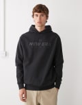 [New Era] New Era pullover oversized hoodie in black S BLACK