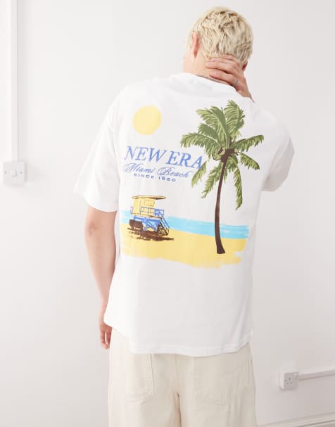 New Era - Ruimvallend T-shirt met grafische zomerprint op de achterkant in wit - view 1
