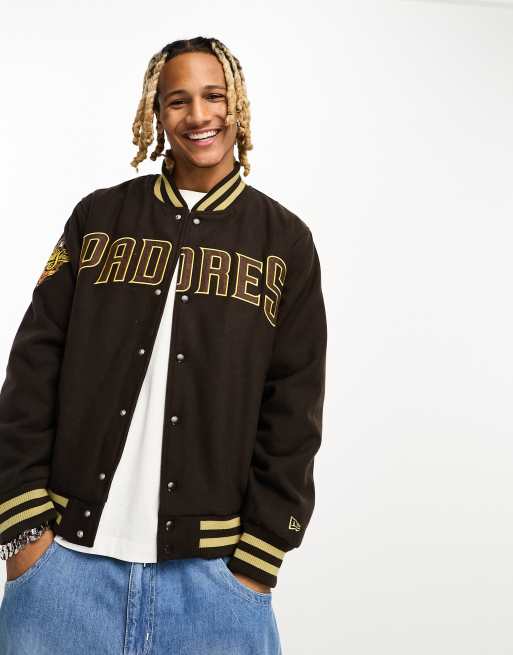 New Era San Diego Padres varsity jacket in brown | ASOS