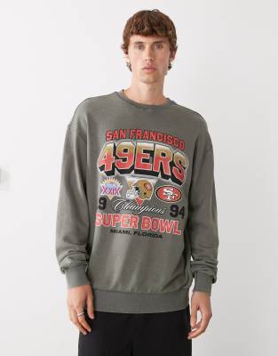 New Era New Era San Francisco 49ers oversized sweatshirt in grey