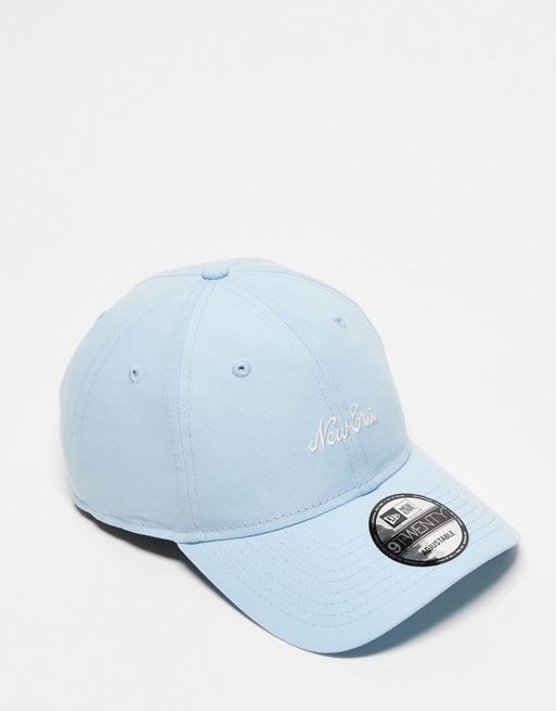 New Era script branded 9Twenty cap in bright blue