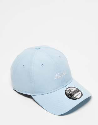 New Era script branded 9Twenty cap in bright blue