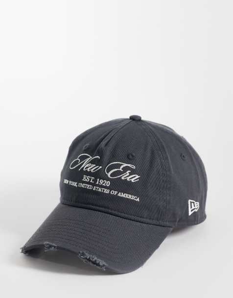 New Era slogan 9twenty distressed cap in black - view 1