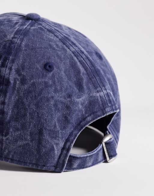 New Era slogan logo 9twenty womens denim wash cap in mid wash blue, 2 of 3