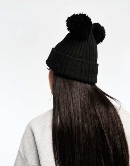 New Era - Sort hue med 'NY'-tekst og pompon, 4 af 4